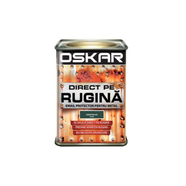 Vopsea metal Oskar Direct pe Rugină, Verde Închis Lucios, 0.5L - imagine 1