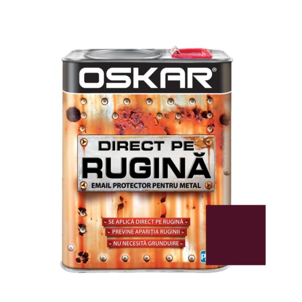 Vopsea email Oskar Direct pe Rugină, vișiniu lucios, 0.5L - imagine 1