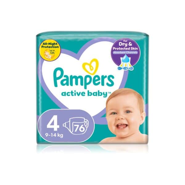 Scutece Pampers Active Baby, Mărimea 4, 9-14 kg, 76 bucăți - imagine 1