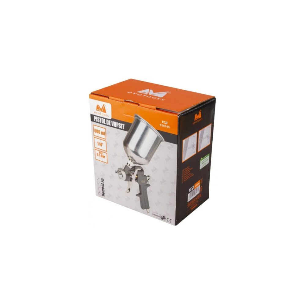 Pistol de vopsit pneumatic Evotools HGT 630046, 600 ml, 3.5 bar - imagine 2