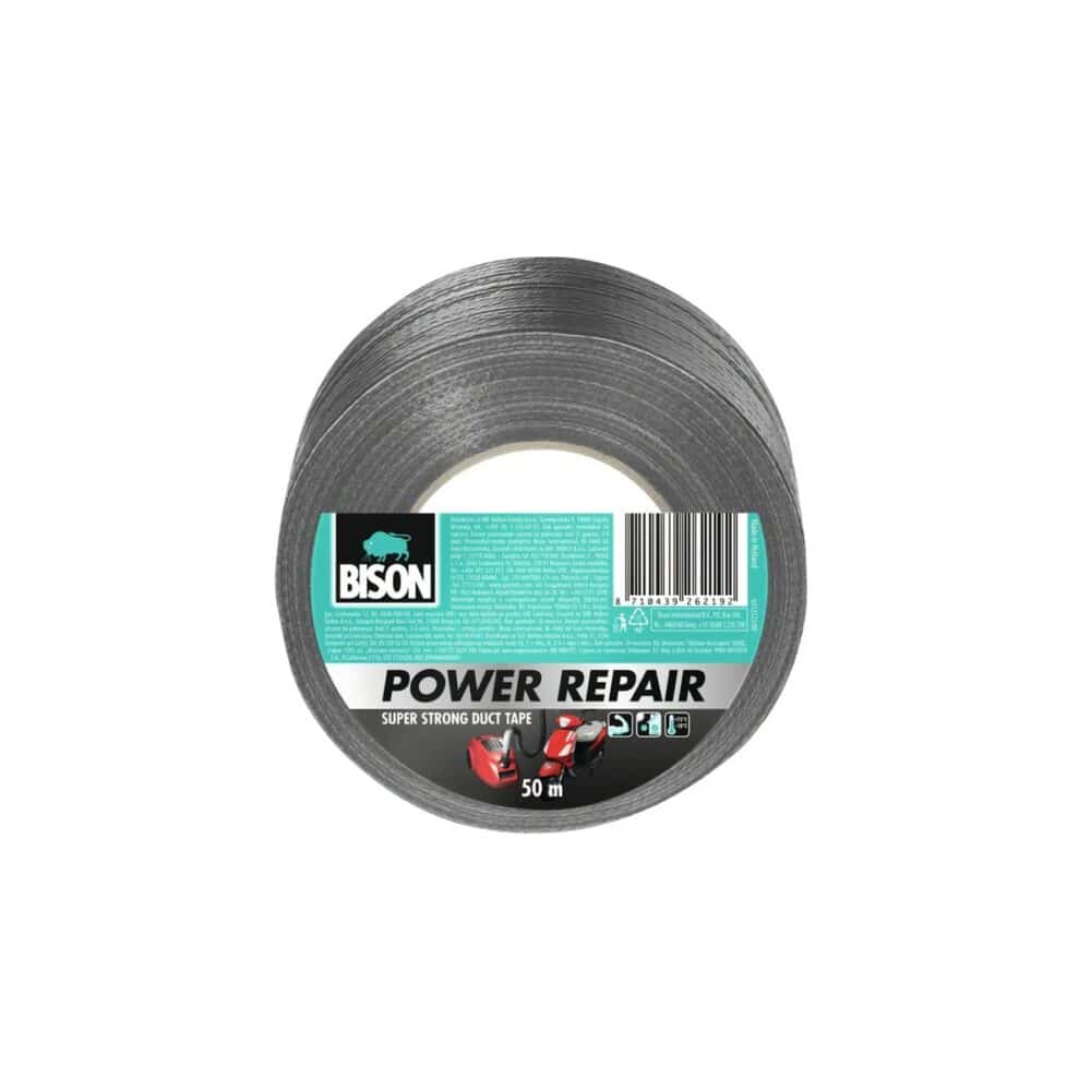 Bandă adezivă universală Bison Power Repair, gri, 50 mm x 50 m - imagine 1
