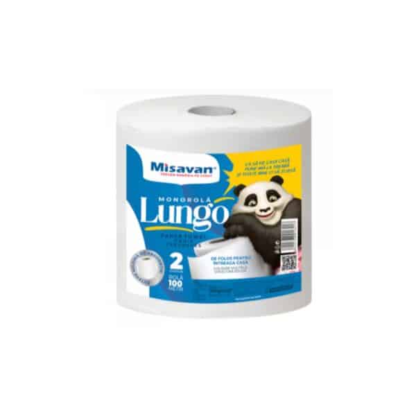 Prosop de hârtie Misavan Lungo, monorolă 2 straturi, 100 m - imagine 1