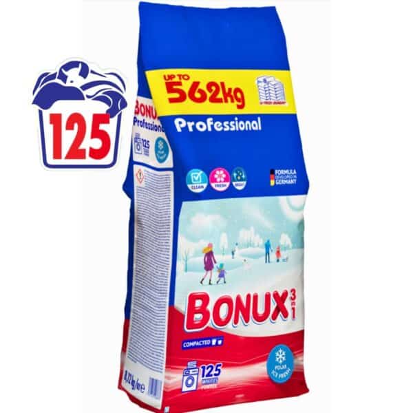 Detergent pudră profesional Bonux 3în1 Ice Fresh, 125 spălări, 8.12 kg - imagine 1