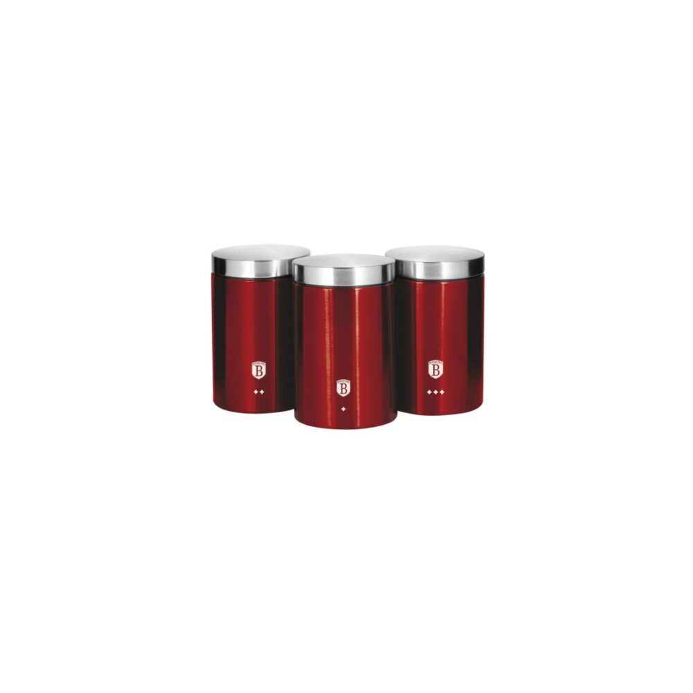 Set 3 recipiente condimente Berlinger Haus BH-1343, Metallic Line Burgundy Edition - imagine 1