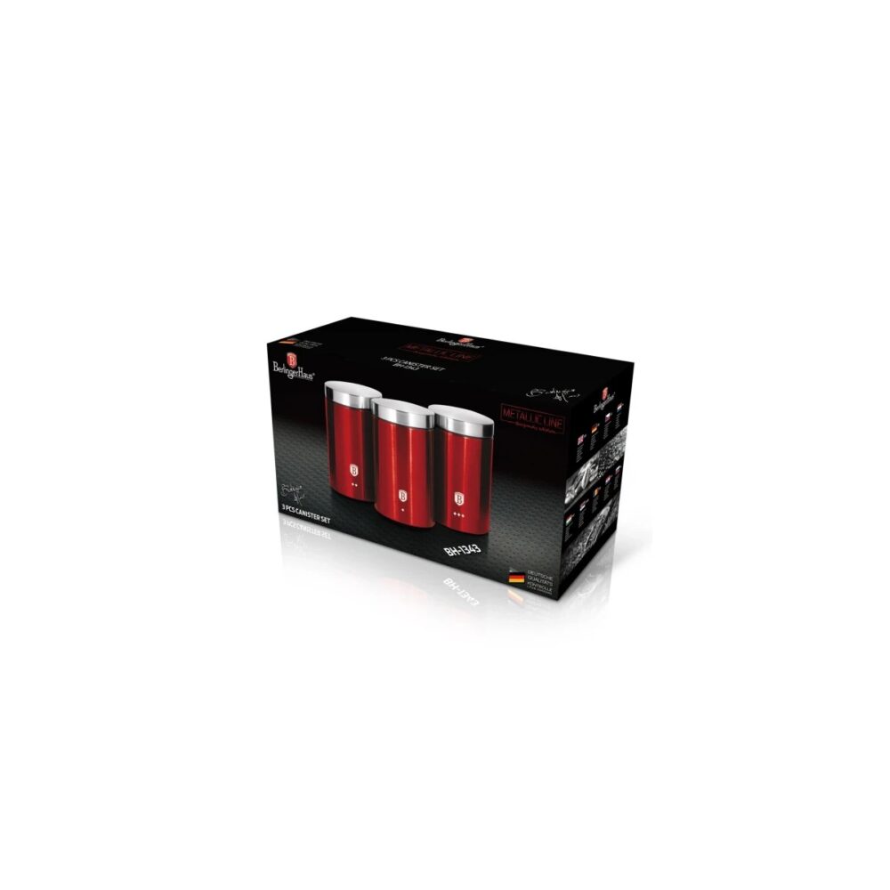Set 3 recipiente condimente Berlinger Haus BH-1343, Metallic Line Burgundy Edition - imagine 2