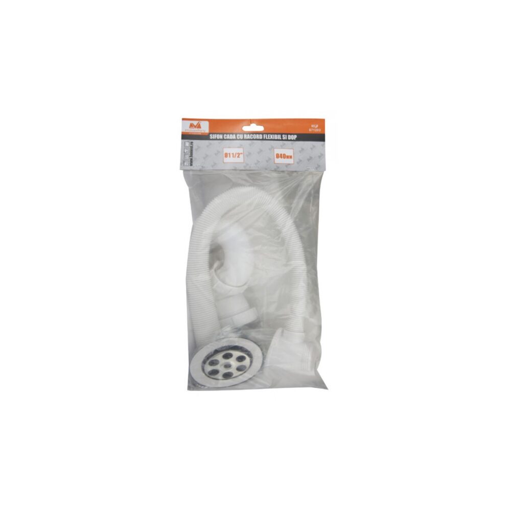 Sifon cadă cu racord flexibil și dop Evosanitary 671203, Ø 40 mm - imagine 2