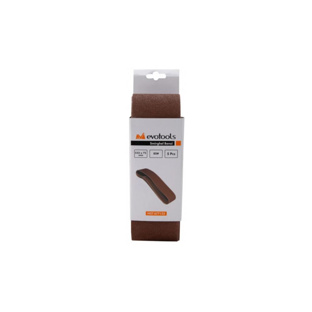 Set 5 benzi abrazive Evotools HGT677157, 533 x 75 mm, granulație P120 - imagine 2