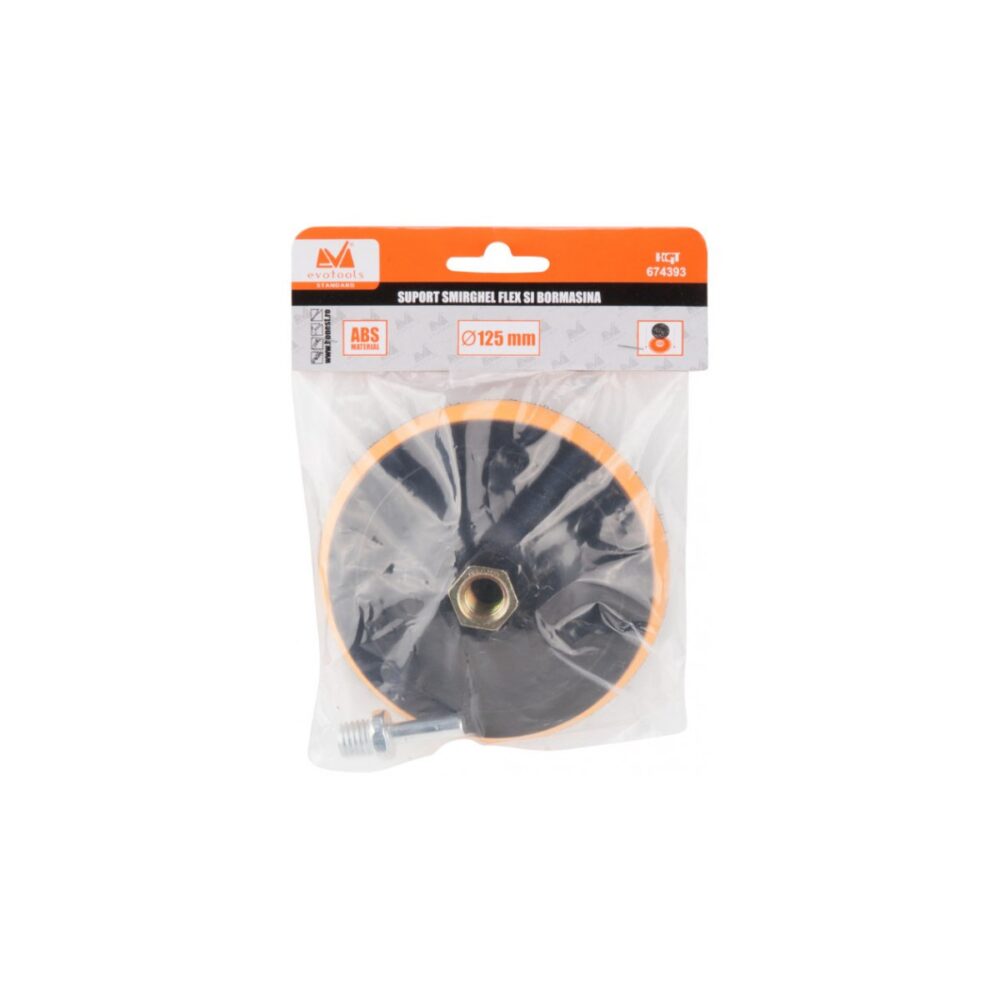 Suport disc abraziv Evotools 125 mm pentru polizor și bormașină, M14 - imagine 2