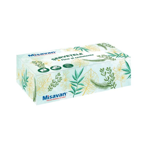 Șervețele faciale Misavan Green, 2 straturi, 150 bucăți - imagine 1