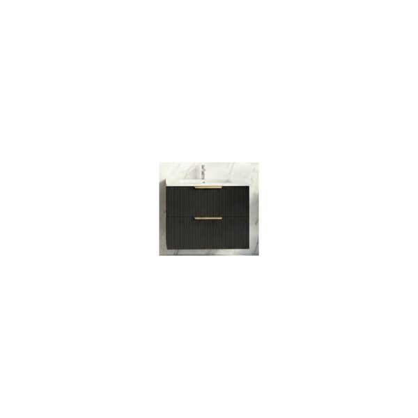 Set Mască Baie cu Lavoar Estriado Stat 80, Negru, 80 cm - imagine 1