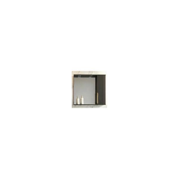 Oglindă baie Estriado 80 cm cu 1 ușă și iluminare, Negru, ART66852 - imagine 1