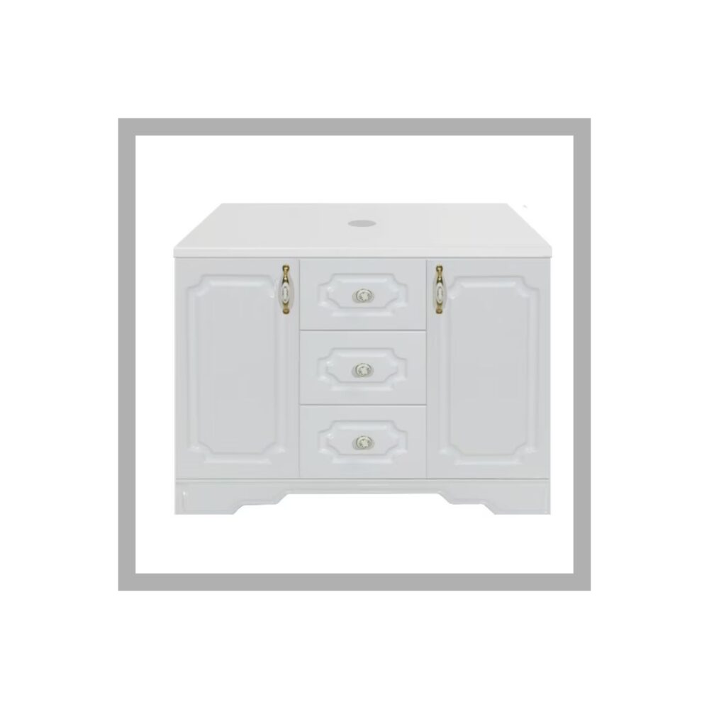 Set mobilier baie Mască și Lavoar Rustik Antic, 100 cm, Alb - imagine 1