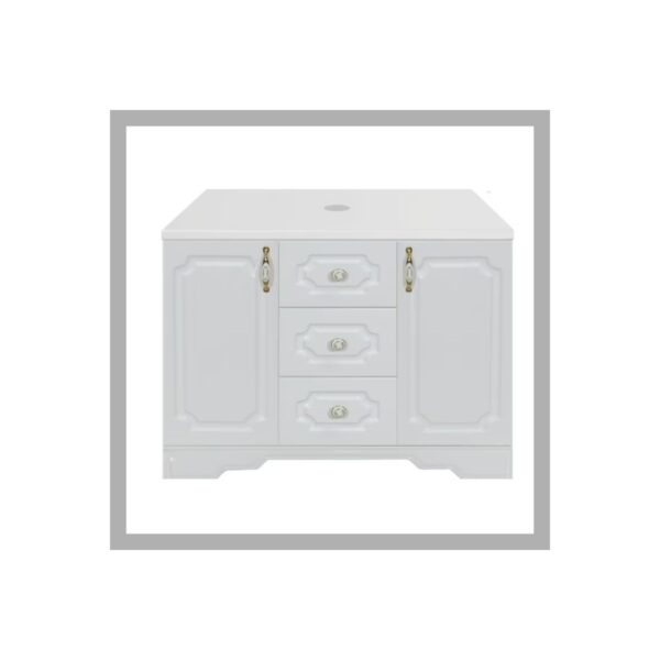 Set mobilier baie Mască și Lavoar Rustik Antic, 100 cm, Alb - imagine 1
