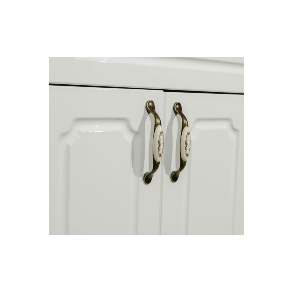 Set mobilier baie Mască și Lavoar Rustik Antic, 100 cm, Alb - imagine 3