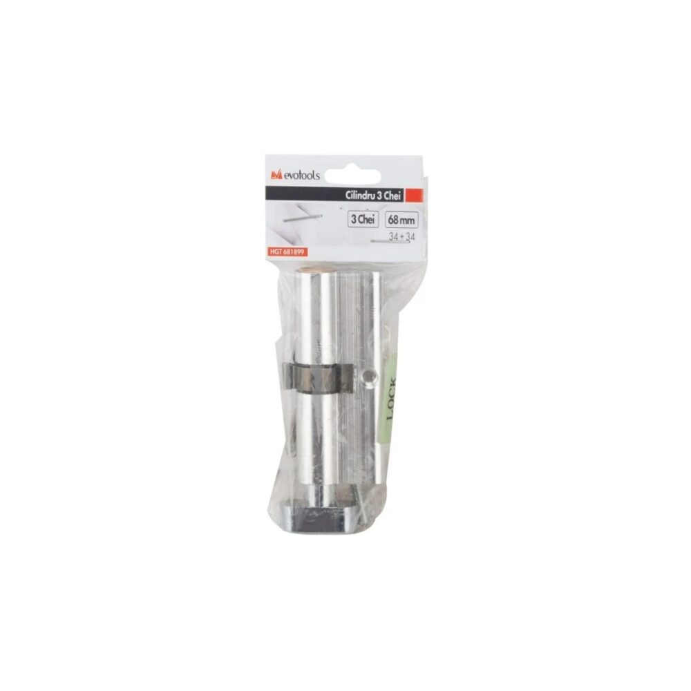 Cilindru de siguranță cu buton Evotools HGT681899, 68 mm (34x34), 3 chei - imagine 2