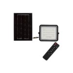 Proiector LED Solar V-TAC 100W, 400 lm, cu Panou Solar și Telecomandă, Negru