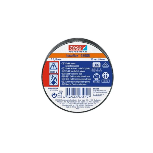 Bandă izolatoare tesa tesaflex 53988, neagră, 20m x 19mm - imagine 1