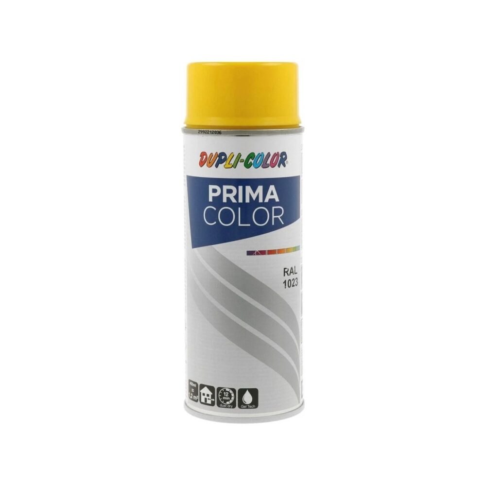 Vopsea spray Dupli-Color Prima Color RAL 1023 Galben Trafic, 400 ml - imagine 1