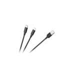 Cablu USB 2 în 1 Kruger&Matz KPO3944, USB-C și Lightning, Negru