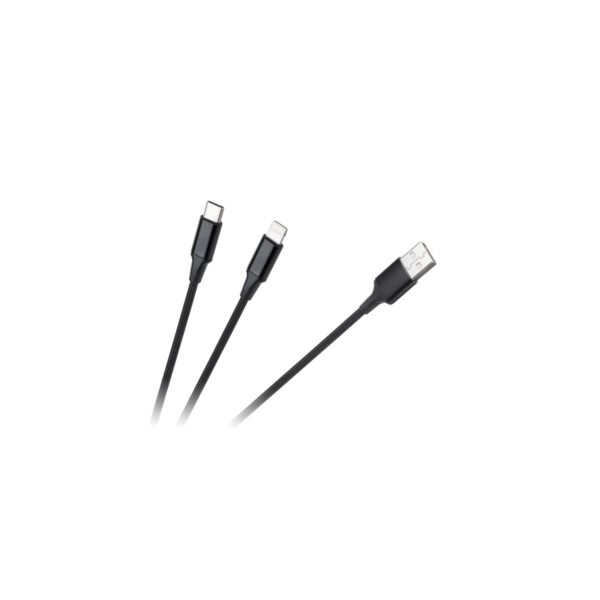 Cablu USB 2 în 1 Kruger&Matz KPO3944, USB-C și Lightning, Negru - imagine 1