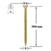 Șurub pentru lemn Klimas 8 x 300 mm, cap înecat, amprentă TX - imagine 1