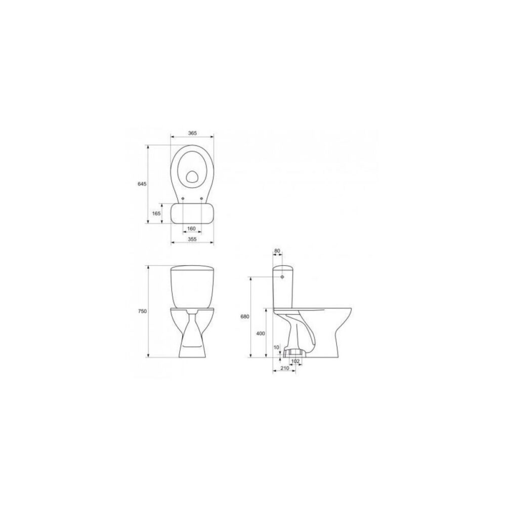 Set vas WC Cersanit K100207, montaj pardoseală, cu rezervor și capac - imagine 3