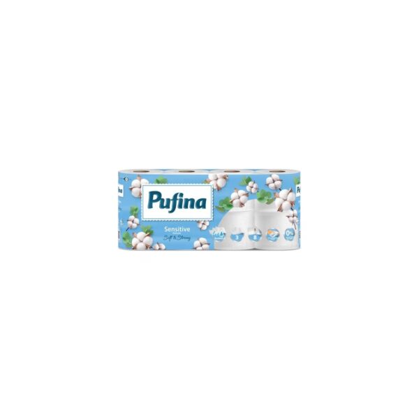 Hârtie igienică Pufina Sensitive, 3 straturi, 8 role - imagine 1