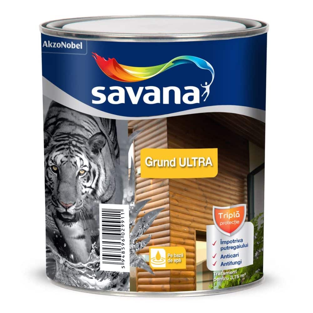 Grund de impregnare pentru lemn Savana Ultra, pe bază de apă, 0.75L - imagine 1