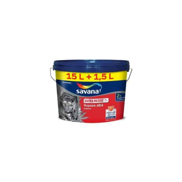 Vopsea lavabilă interior Savana Ultra Rezist, albă, 16.5L (15L + 1.5L) - imagine 1