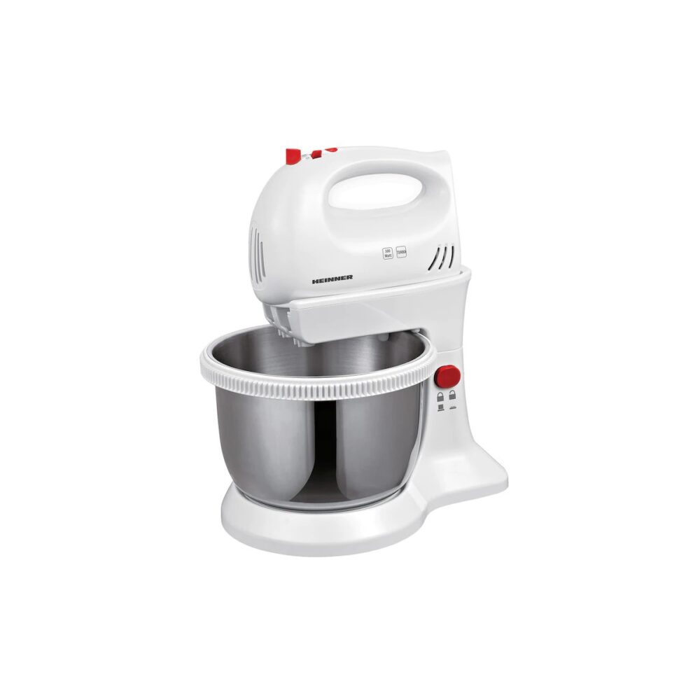 Mixer cu bol Heinner HMBR300W, 300W, bol inox, Alb - imagine 1