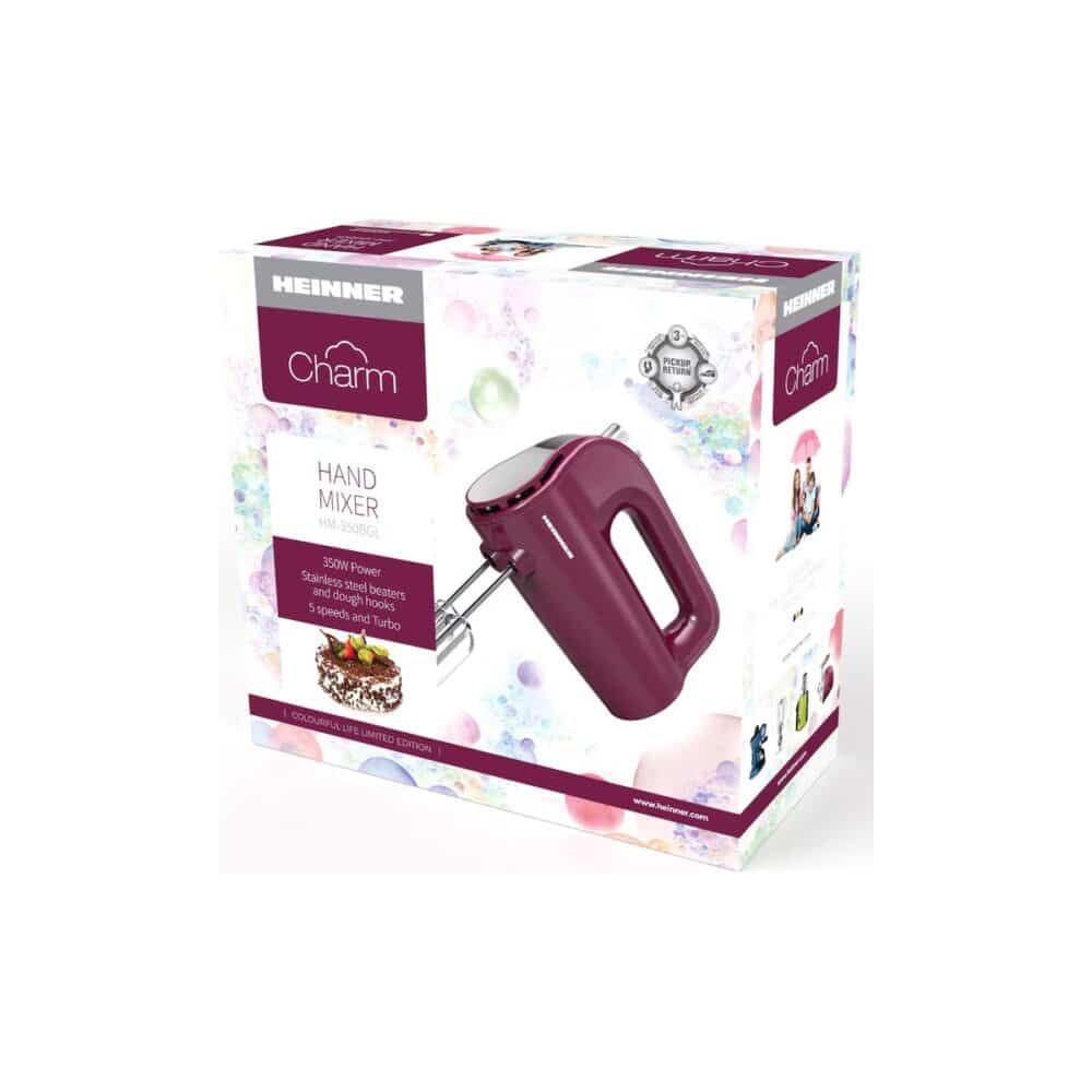 Mixer de mână Heinner Charm HM350BGL, 350W, 5 viteze + Turbo, Grena - imagine 2