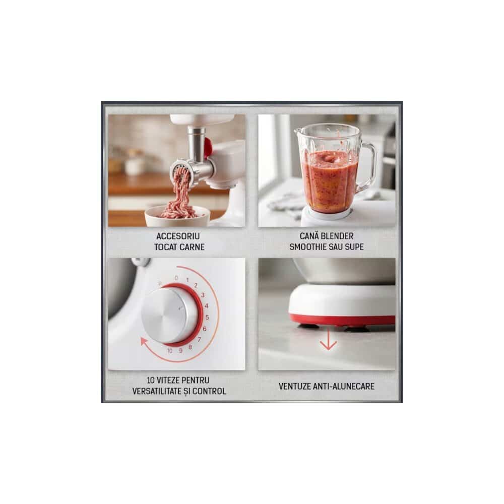 Robot de bucătărie Heinner HPM1000WH, 1000W, 10 viteze, blender și mașină de tocat - imagine 2