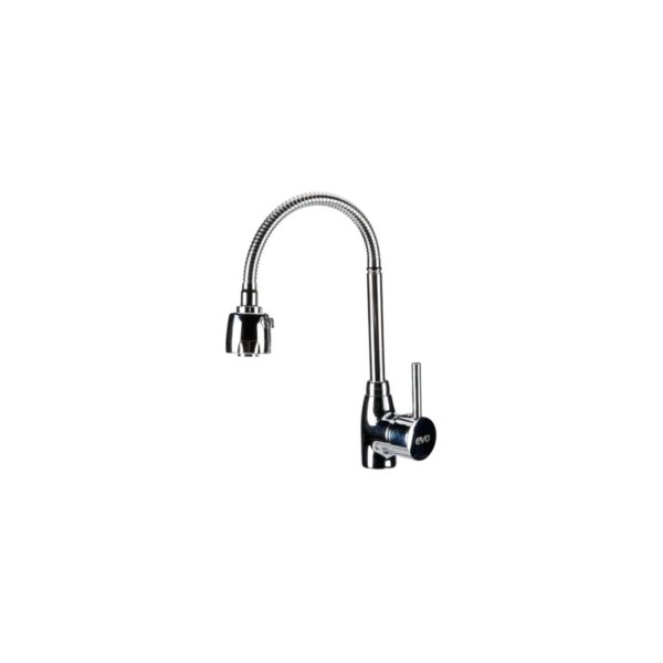 Baterie bucătărie EvoSanitary 4001, pipă flexibilă și dispersor, crom - imagine 1