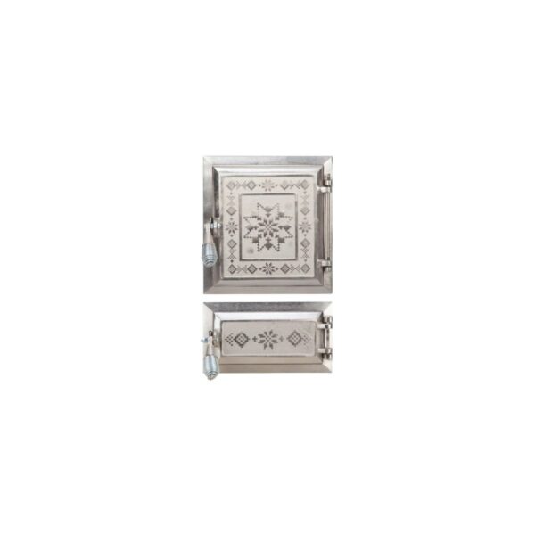 Set ușă sobă și cenușar Evotools, nichelată, model tradițional - imagine 1