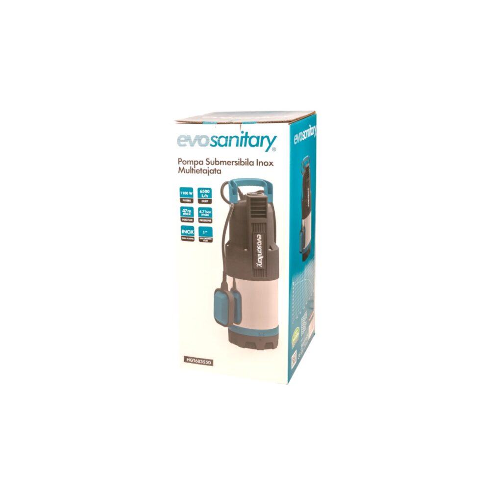 Pompă submersibilă multietajată Evosanitary HGT683550, 1100W, debit 6500 l/h, carcasă inox - imagine 2