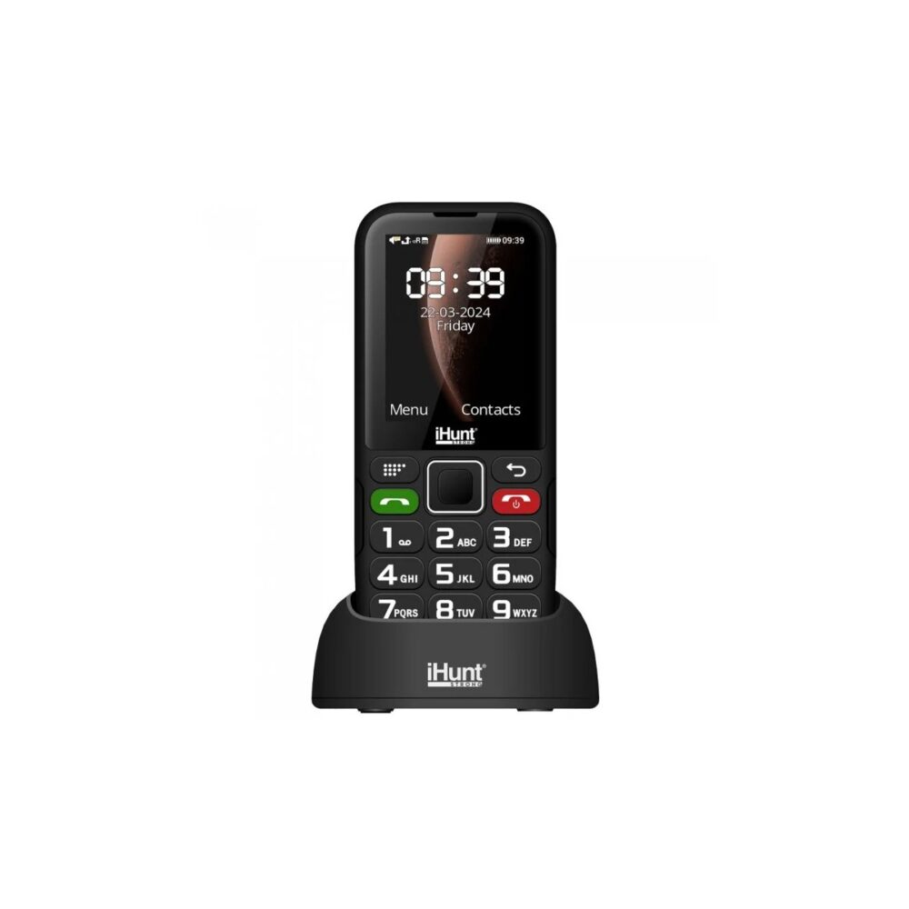 Telefon mobil iHunt Primo 4G, Buton SOS, Stație de încărcare inclusă, Negru - imagine 1
