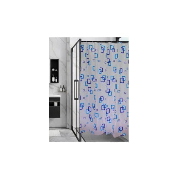 Perdea duș Serstill 4118 Hypo, model geometric albastru - imagine 1