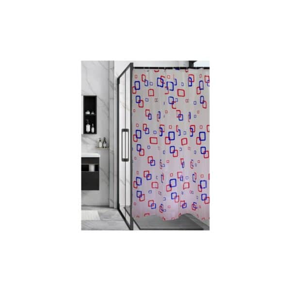 Perdea de duș Serstill 4125 Hypo, model geometric roșu și albastru - imagine 1