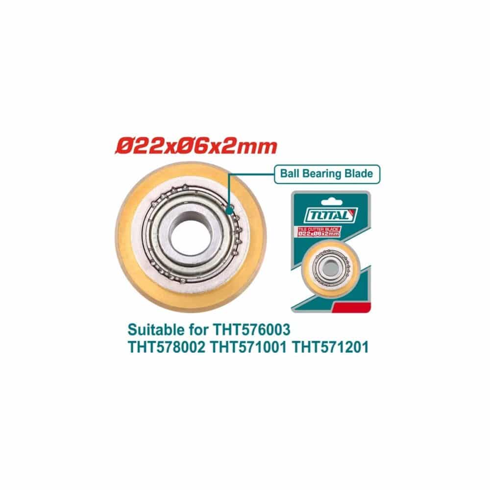 Roliță tăietoare pentru gresie și faianță TOTAL Ø22xØ6x2mm cu rulment - imagine 1