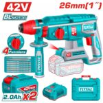 Ciocan rotopercutor cu acumulatori Total TRHLI42268, 42V, Brushless, 26mm, 2 acumulatori 2.0Ah
