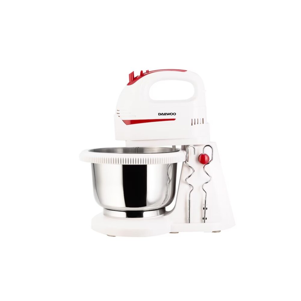 Mixer cu bol Daewoo DHM100W, bol inox, alb/roșu - imagine 1