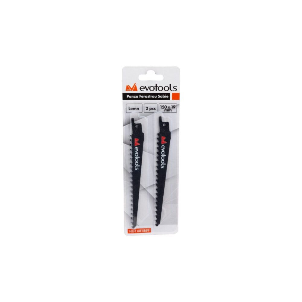Pânză ferăstrău sabie pentru lemn EvoTools HGT681870, 150 x 19 mm, set 2 bucăți - imagine 2