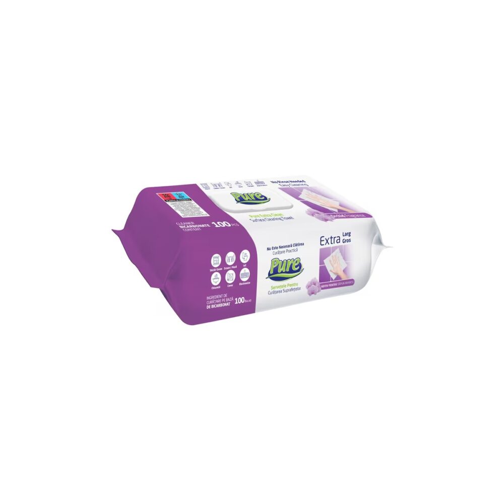 Șervețele umede universale Pure cu bicarbonat și parfum de orhidee, 100 bucăți - imagine 1