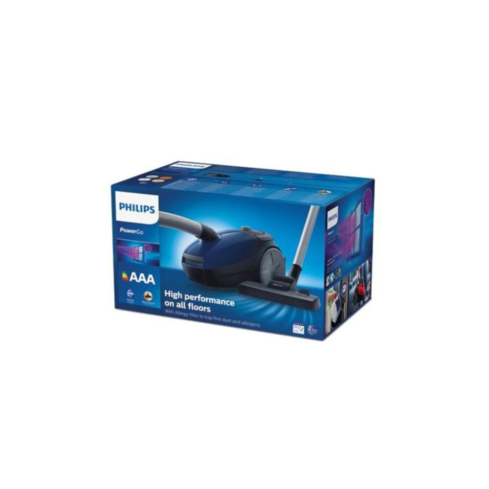 Aspirator cu sac Philips PowerGo FC8240/09, Filtru antialergic, Albastru - imagine 3