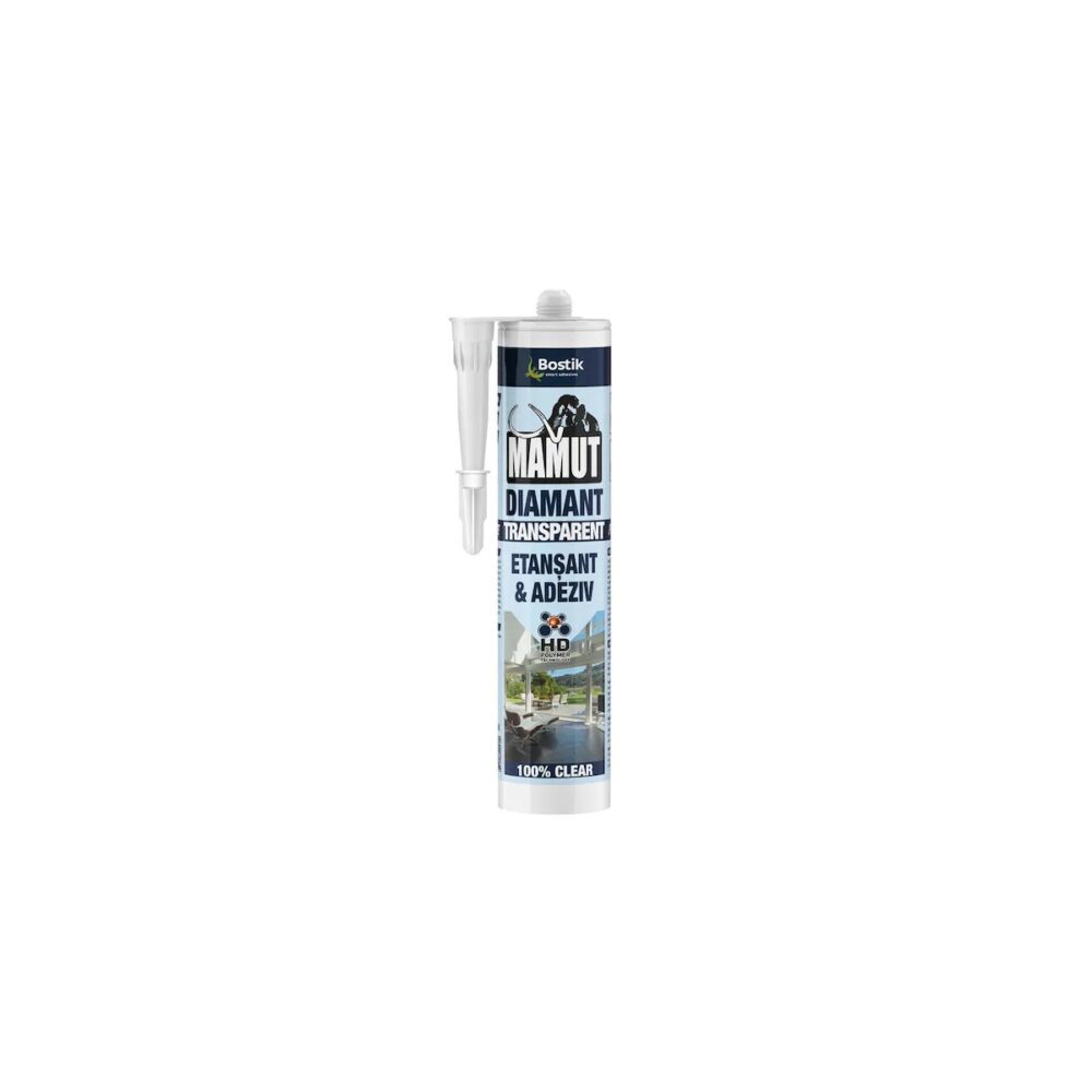 Adeziv și etanșant Bostik Mamut Diamant, Transparent, 100% Clear - imagine 1