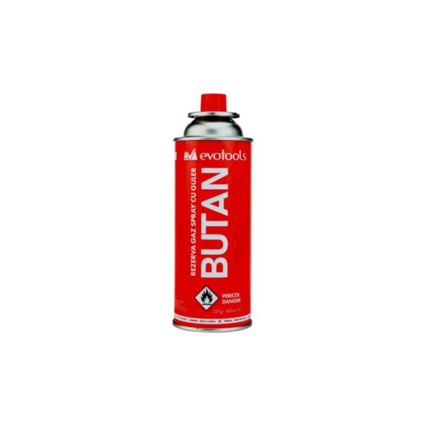 Rezervă gaz butan EvoTools, tip spray cu guler, 227g, 400ml - imagine 1