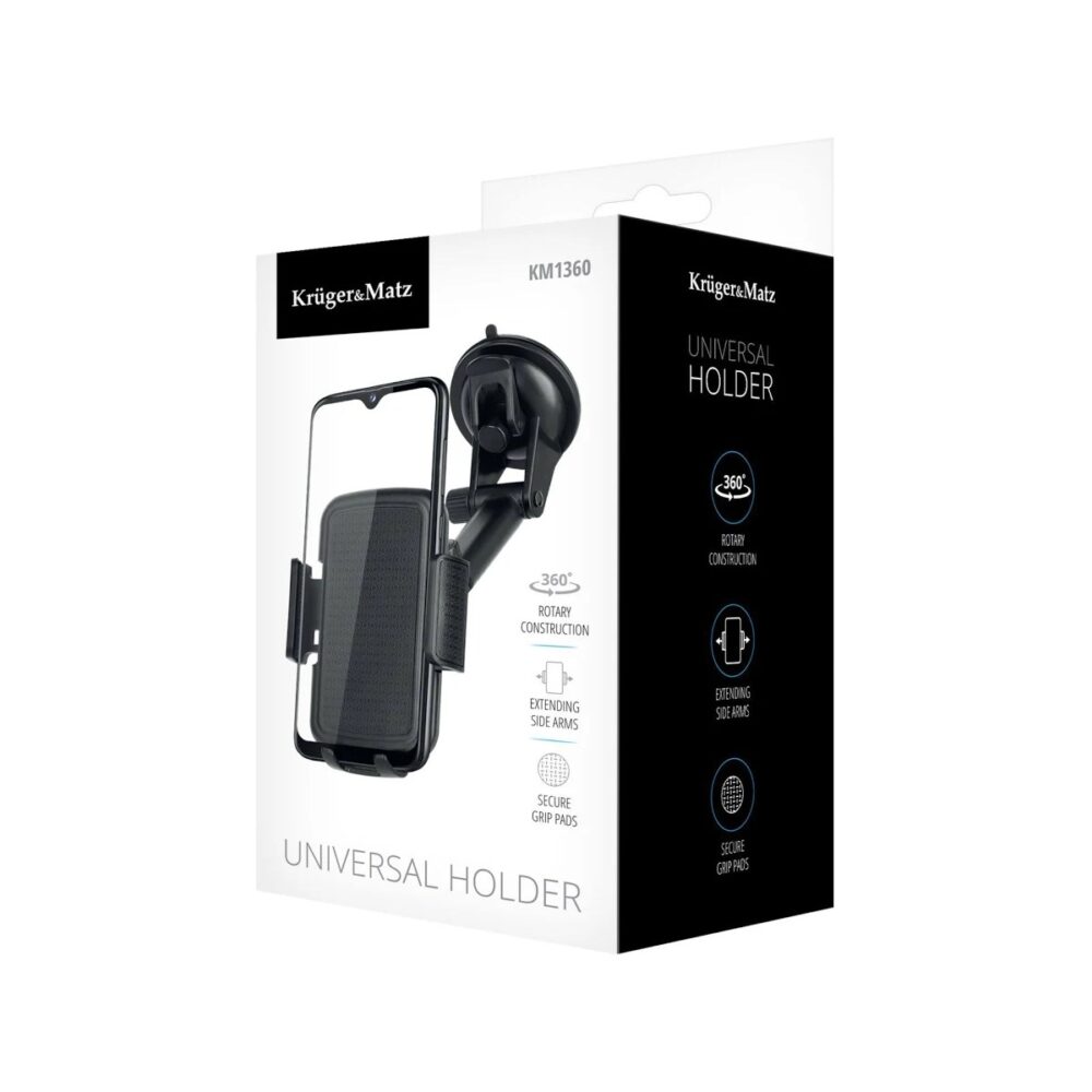 Suport auto universal pentru telefon Kruger&Matz KM1360, cu ventuză și braț telescopic - imagine 2