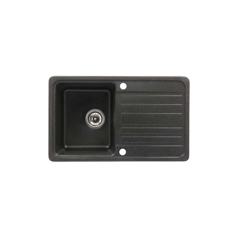 Set chiuvetă granit Vera 1 cuvră 1 picurător 4H neagră cu baterie - imagine 1