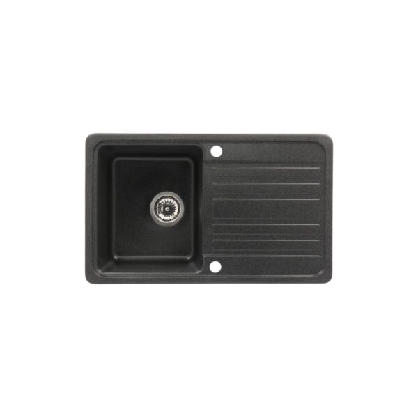 Set chiuvetă granit Vera 1 cuvră 1 picurător 4H neagră cu baterie - imagine 1