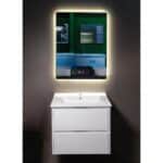 Set mobilier baie suspendat Andra, mască PVC, lavoar ceramic și oglindă LED